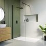 Wet Room Shower Screen 800mm Black Frameless with Wall Support Bar - Corvus