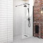 Wet Room Shower Screen 800mm Black Frameless with Wall Support Bar - Corvus