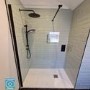 Wet Room Shower Screen 800mm Black Frameless with Wall Support Bar - Corvus