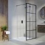 Walk In Shower 800mm Black Grid Framework with Wall Support Bar - Nova