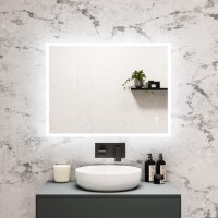 Rectangular Heated Bathroom Mirror with Lights Shaver Socket & Built in BT Speaker - 800 x 600mm - Divine