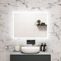 Rectangular Heated Bathroom Mirror with Lights Shaver Socket & Built in BT Speaker - 800 x 600mm - Divine