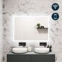 Rectangular Heated Bathroom Mirror with Lights Shaver Socket & Bluetooth Speaker 1000 x 700mm - Divine