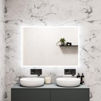 Rectangular Heated Bathroom Mirror with Lights Shaver Socket & Built in BT Speaker 1000 x 700mm - Divine