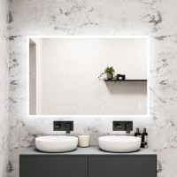 Rectangular Heated Bathroom Mirror with Lights Shaver Socket & BT Speaker 1200 x 800mm - Divine