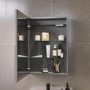 Single Door Chrome Mirrored Bathroom Cabinet with Lights 500 x 700mm - Capricorn