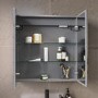 Double Door Chrome Mirrored Bathroom Cabinet with Lights 800 x 700mm - Capricorn