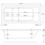 Single Ended Whirlpool Spa Bath with 14 Whirlpool & 12 Airspa Jets 1700 x 750mm - Rutland