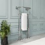 White and Chrome Traditional Column Radiator with Towel Rail 952 x 479mm - Regent