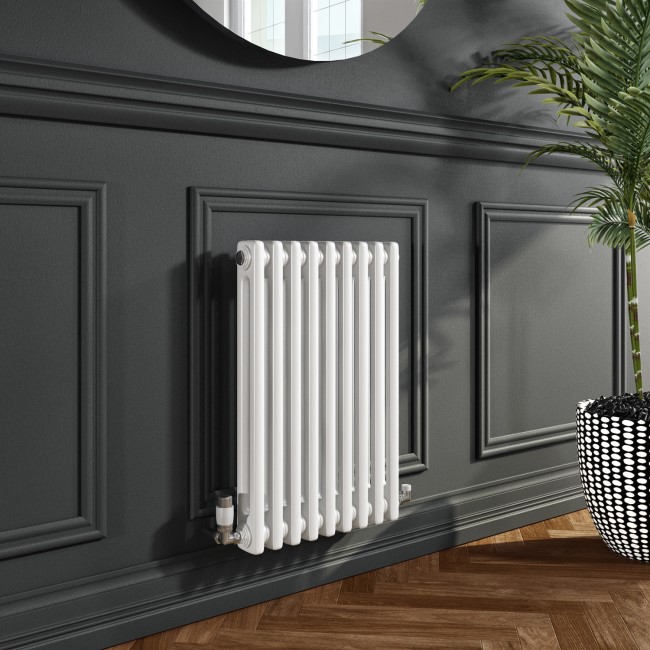 White Horizontal 2 Column Traditional Radiator 600 x 425mm - Nambi