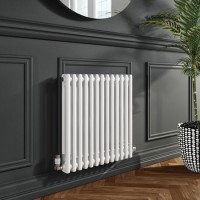 White Horizontal 2 Column Traditional Radiator 600 x 605mm - Nambi