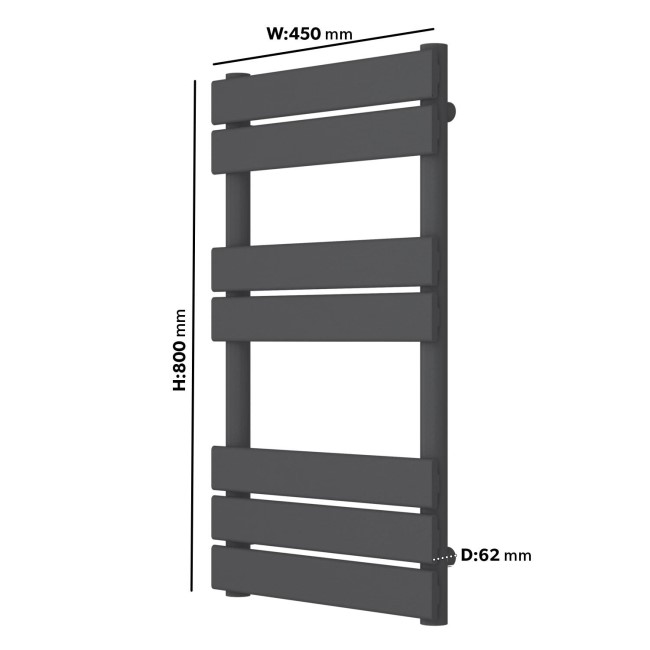 Anthracite Towel Radiator 800 x 450mm - Tundra