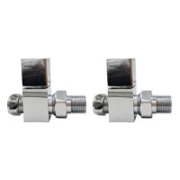 Chrome Square Straight Radiator Valves - For Pipework Which Comes From The Floor