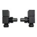 Matt Black Square Angled Radiator Valves - For Pipework Which Comes From The Wall