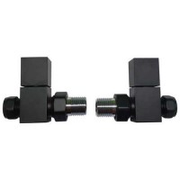 Matt Black Square Straight Radiator Valves - For Pipework Which Comes From The Floor