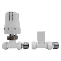 White Thermostatic Straight Radiator Valves