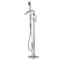 Chrome Freestanding Bath Shower Mixer and Basin Tap Set - Wave