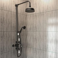 Black Traditional Thermostatic Mixer Shower Set with Slide Rail Kit & Hand Shower - Camden