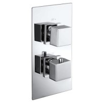 Chrome 1 Outlet Concealed Thermostatic Shower Valve with Dual Control - Cube