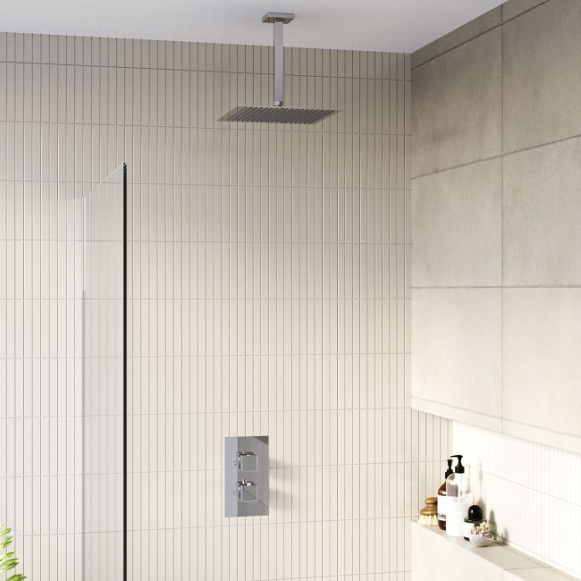 Chrome 1 Outlet Concealed Thermostatic Shower Valve with Dual Control - Cube