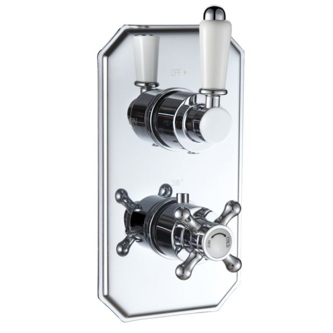 Chrome Traditional 1 Outlet Concealed Thermostatic Concealed Shower Valve with Dual Control - Cambridge