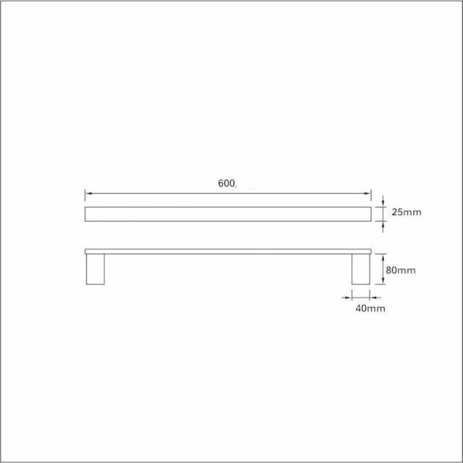 Square 600mm Single Towel Bar - Bexton