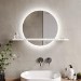 Round Backlit Heated Bathroom Mirror with Lights & White Shelf 500mm - Ersa