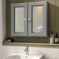 Double Door Grey Mirrored Bathroom Cabinet 667 x 600mm - Westbury