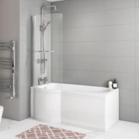 Chrome Pivot P Shaped Shower Bath Screen 1368 x 732mm