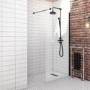 Walk In Shower 700mm Black Frameless with Wall Support Bar - Corvus