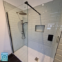 Walk In Shower 700mm Black Frameless with Wall Support Bar - Corvus