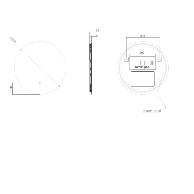 Round Backlit Heated Bathroom Mirror with Lights 600mm - Luna