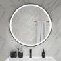 Round Black Heated Bathroom Mirror with Lights 800mm - Antares