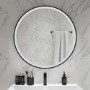 Round Black Heated Bathroom Mirror with Lights 800mm - Antares