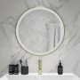 Round Brass Heated Bathroom Mirror with Lights 600mm -Antares