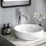 Marble Effect White Round Countertop Basin 390mm - Lorano