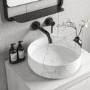 Marble Effect White Round Countertop Basin 390mm - Lorano