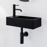 Cloakroom Black Wall Hung Basin Left Hand 405mm - Detroit