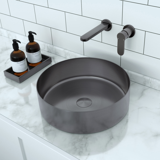 Wall Mounted Grey Basin Mixer Tap - Zorah