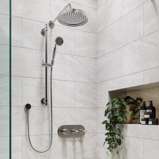 Chrome Traditional 2 Outlet Concealed Thermostatic Shower Valve with Triple Contol- Camden