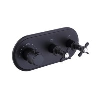 Black Traditional 2 Outlet Concealed Thermostatic Shower Valve with Triple Contol- Camden