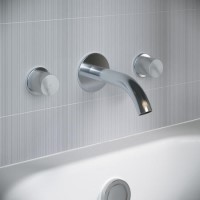 Chrome Wall Mounted Bath Mixer Tap with Marble Handle - Lorano