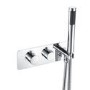 Chrome 2 Outlet Concealed Thermostatic Shower Valve with Hand Shower - Flow