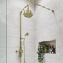 Brushed Brass Traditional Thermostatic Mixer Shower Set with Slide Rail Kit & Hand Shower - Camden