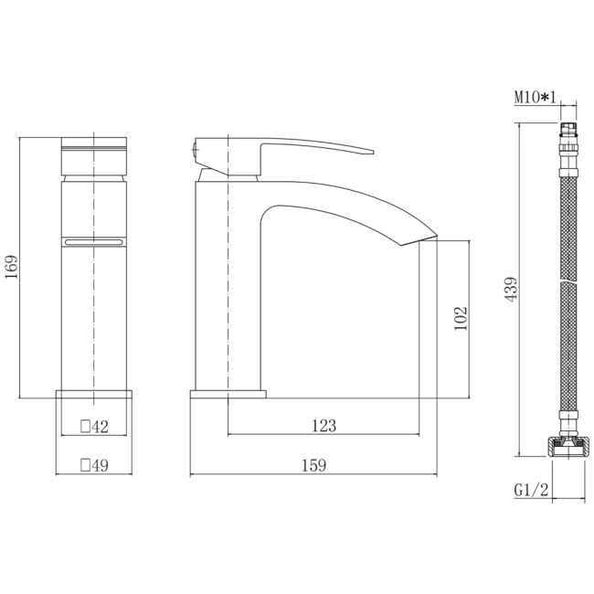 Black Mono Basin Mixer Tap - Wave