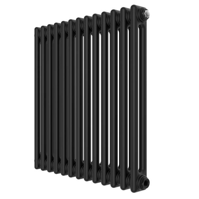 Black Horizontal 2 Column Traditional Radiator 600 x 605mm - Nambi