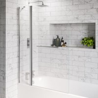 Chrome Hinged Shower Bath Screen 1450 x 1050mm - Zibal