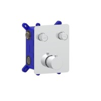 Chrome 2 Outlet Concealed Thermostatic Shower Valve with 2 Function Push Button - Vance