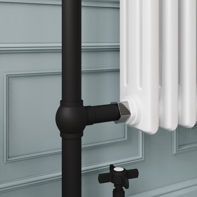 White and Black Traditional Column Radiator with Towel Rail 952 x 659mm - Regent