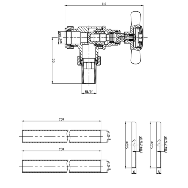 Matt Black Traditional Angled Radiator Valves 